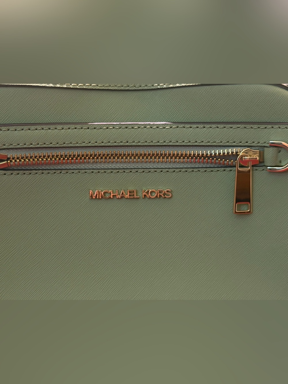Michael Kors Olive Green Leather Crossbody with Gold Hardware